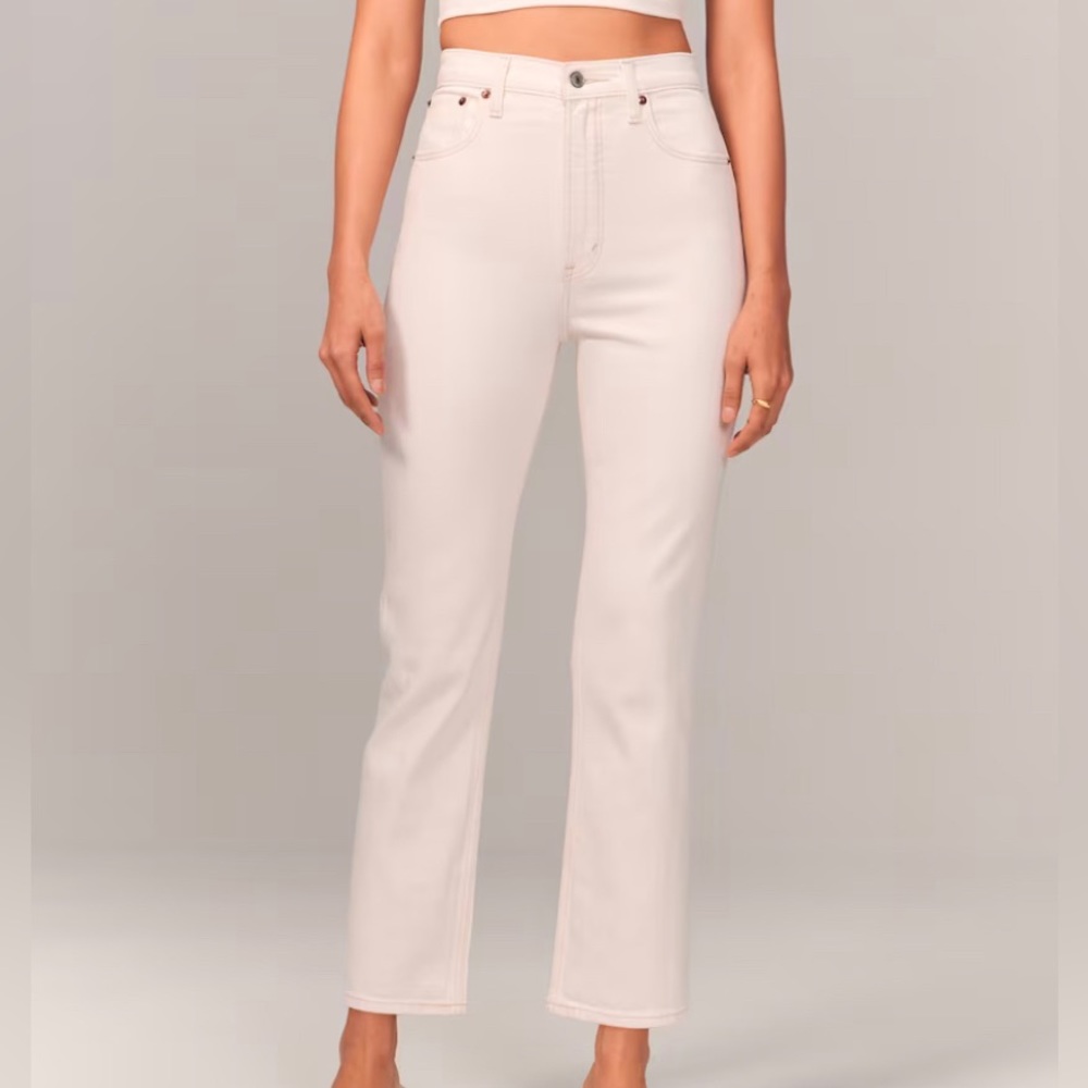 Ultra High Rise Ankle Straight Jean Cream
